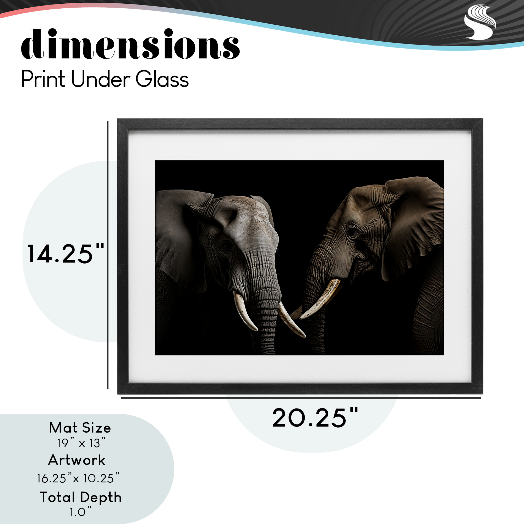 Pachyderm Elephant Pair Black Framed Print Under Glass, design by Decent Exposures