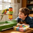 thumbnail image 6 of Wooden Bird Chew Toy, Hanging Parrot Foraging Blocks with Bell and Metal Hook, Cage Enrichment Toy for Small to Medium Parakeets Cockatiels Conures Caique, 6 of 7