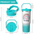 thumbnail image 4 of 30 Oz Tumbler Blue Rainbow Pencil Tumbler with Lid and Straw, Birthday Gift Cup for Friend Women Men Coffee Travel Mug Thanksgiving Day Halloween Christmas Gift Water Bottle, 4 of 7
