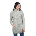 thumbnail image 4 of SAOL 100% Merino Wool Women's Aran Zip Cardigan Sweater Irish Cable Knit Outdoor Long Coat Jacket with Pockets, 4 of 6