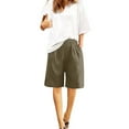 thumbnail image 5 of TRUBKH shorts for women bermuda shorts for women gym shorts women long shorts for women baggy shorts Cotton Linen Shorts Loose Fit Elastic Waist Knee Length Cosy Shorts Beach Shorts With Pockets A L, 5 of 7
