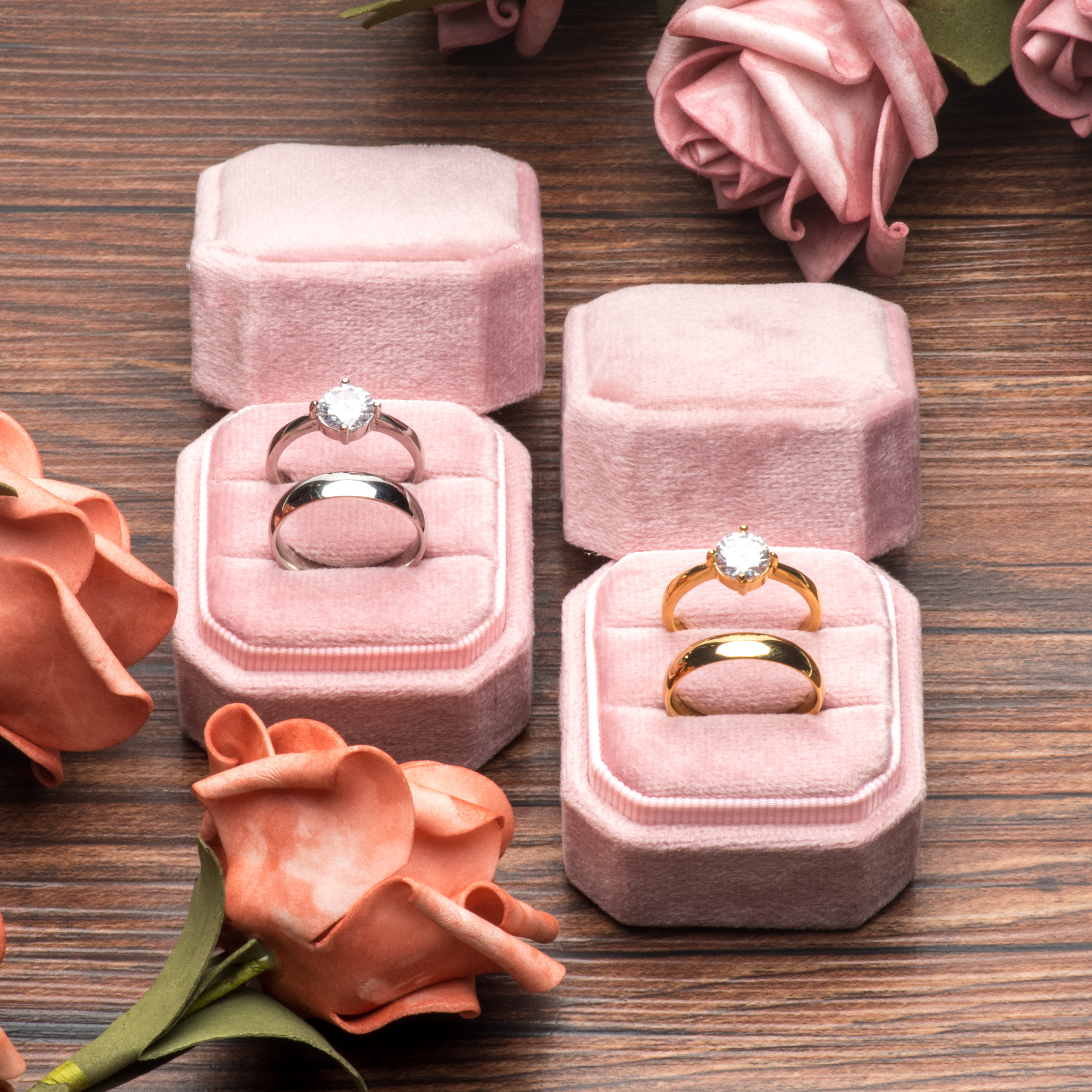 Hex Rustic White-Pink Wedding Ring Box by Ivory Gift - Wedding Ring Box,  Souvenir, Invitation | Bridestory.com