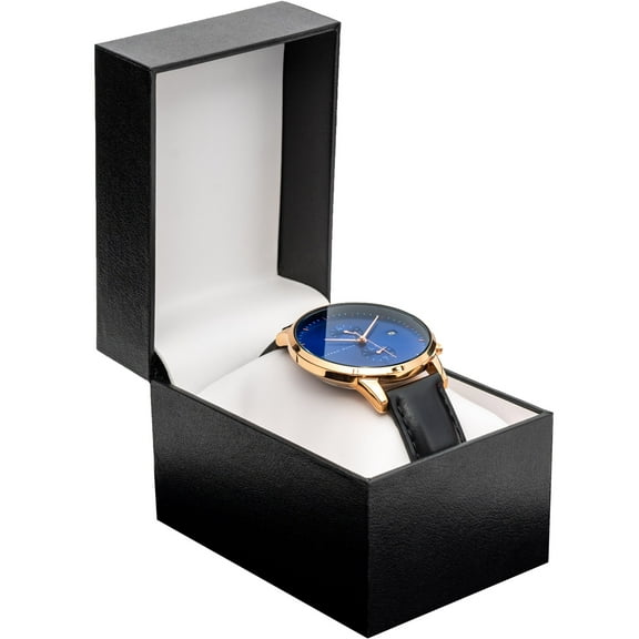 Black Watch Gift Box with Pillow  single watch case PU leatherette Wristwatch Display Case Organizer foe men and women" for gifts, birthdays, valentine's day, and any occasion,