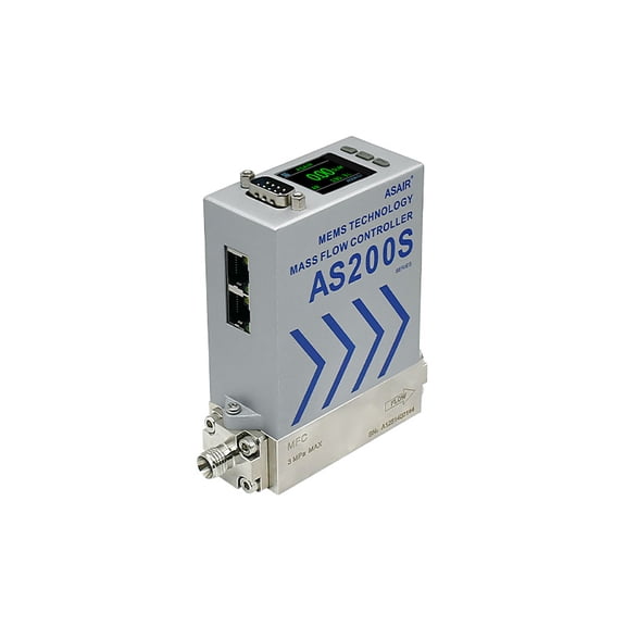 ASAIR Stainless Steel High-Precision LCD Digital Display Gas Mass Flow Controller 100ml-300L Air N₂ O₂ CO₂ Ar Gas Flow Meter AS200SA Series