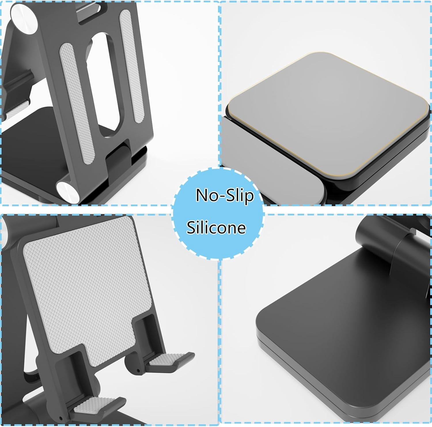 NEOYFC for Cell Phone Stand,Laptop Stand, Adjustable Height and Angle Foldable Cell Phone Stand Holder for Desk, Taller for iPhone Stand Compatible with 4-11" Smartphones iPad Tablet Laptop (Black)