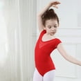 thumbnail image 5 of Fancifize Girls Short Sleeve Dance Leotard High Elastic Training Costume Breathable for Ballet Gymnastics Summer Practice Ages 5-18, 5 of 6