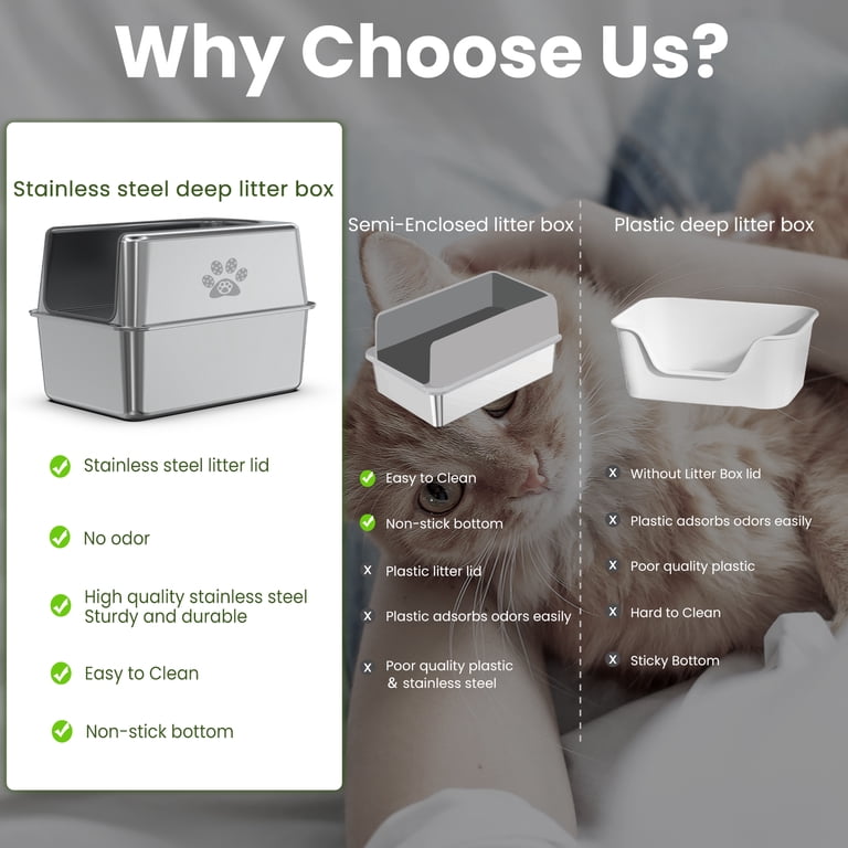 Ptlom Stainless Steel Litter Box with Lid, 23.4" Extra Large photo 6