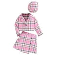 thumbnail image 2 of NaWent Toddler Girl's 2 Piece Outfits Plaid Tweed Jacket and Mini Skirt Set Fashion Kids Fall Clothing Pink 9 Years, 2 of 9