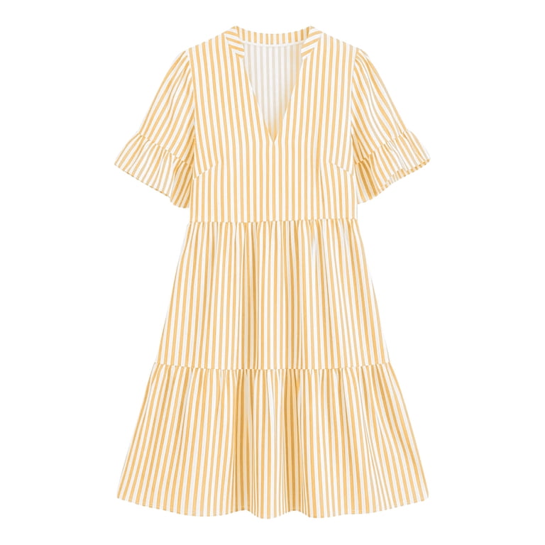yellow casual mini dress Washed Light Yellow Dress - Ruffled Smocked Dress - Mini Dress