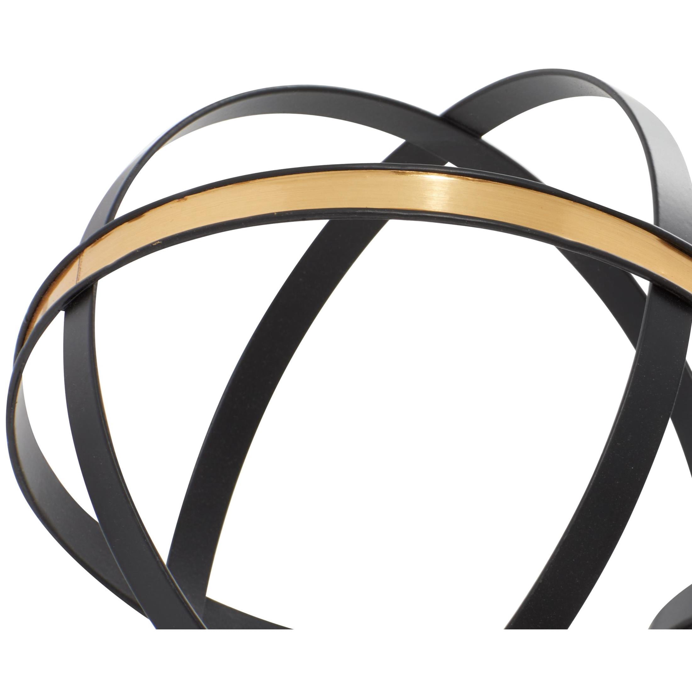 6", 5", 4"H Black Metal Orb Geometric Sculpture with Gold Accents, by DecMode (3 Count)