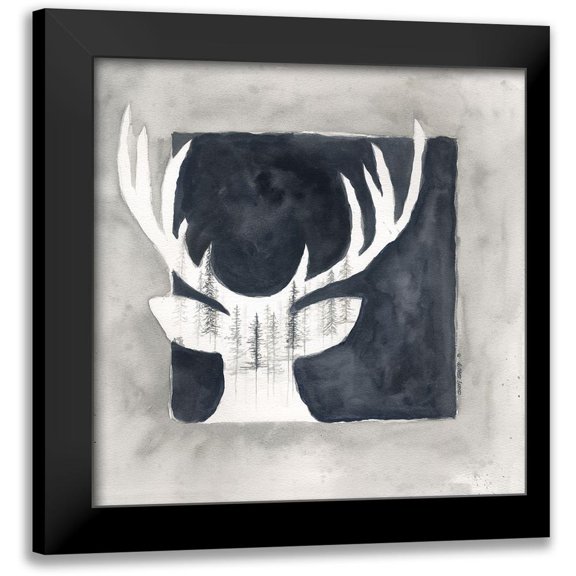 Shamp, Cindy 15x15 Black Modern Framed Museum Art Print Titled - Buck Silhouette
