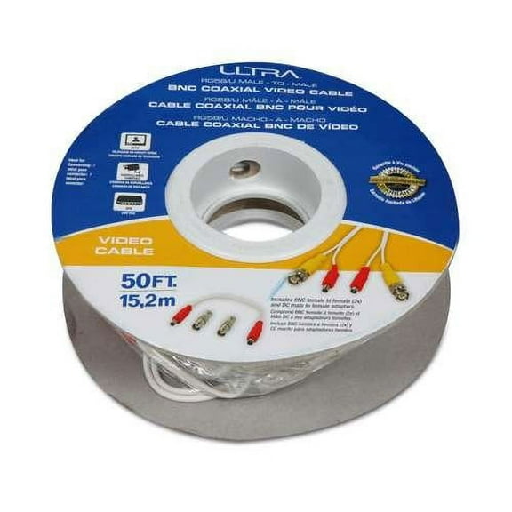 Ultra - U12-41632 - 50FT RG58/U Male-To-Male BNC Coaxial Video Cable - 50FT, 15.2m, MaleToMale