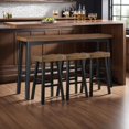 thumbnail image 4 of Casy 4pc Bar Height Table Set- 3 Contour Stools- Black Brown Wood, 4 of 6