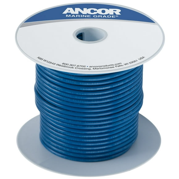 Ancor Primary Wire 102110 Marine Grade; 1 Conductor; Multi-Strand; 16 Gauge; Dark Blue; 100 Feet Spool; Tinned Copper Conductor/PVC Insulation; UL/CSA/ABYC/US Coast Guard Certified