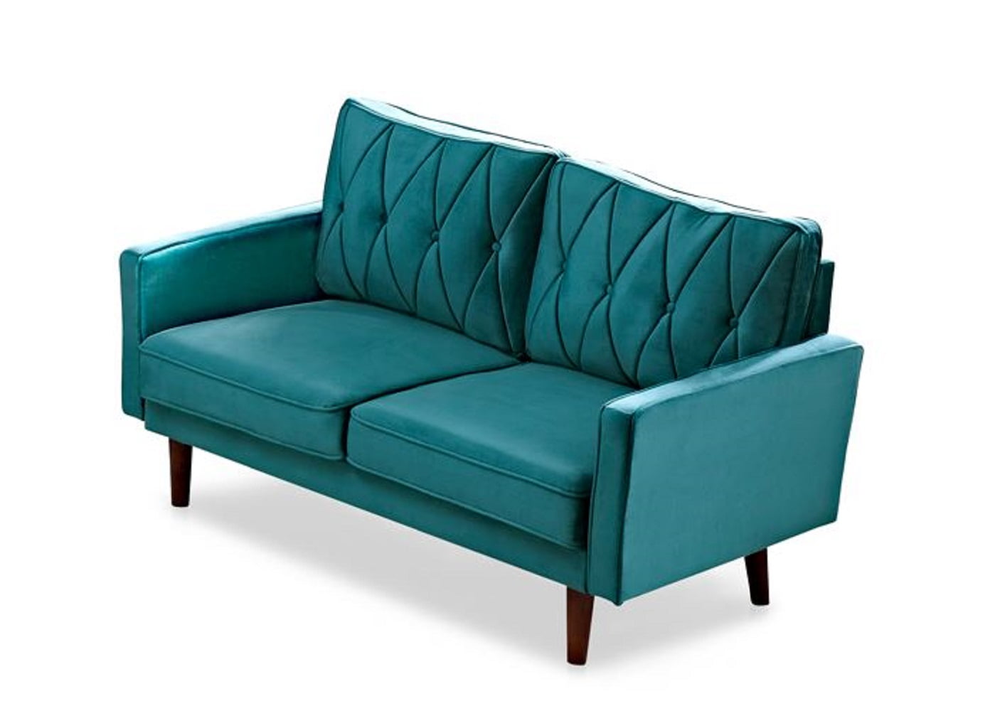 US Pride Furniture Feemster 57.5'' Velvet Square Arm Loveseat, Blue/Green
