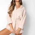 thumbnail image 2 of KIHOUT Clearance Women Casual Summer Solid Long Sleeve Tops And Short Pants Suit, 2 of 7