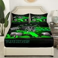 thumbnail image 3 of Erosebridal Racing Car Bed Sheets Set Queen Size,Geometric Plaid Bedding Sets Queen Size,Black Green Bed Sheets Queen,Super Cozy Sport Bedroom Decorative,4-Piece, 3 of 7