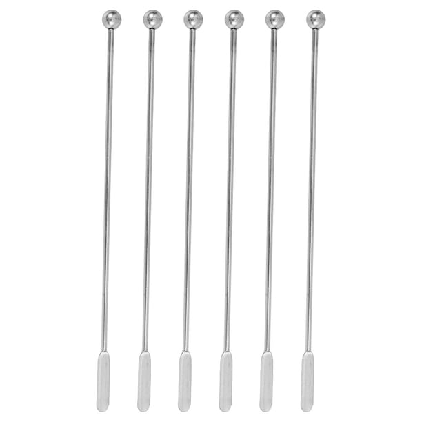 6 agitadores de bebidas de café, varillas reutilizables de acero inoxidable para cócteles, varillas para agitar pequeñas paletas rectangulares para fiesta
