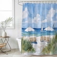 thumbnail image 4 of Coastal Beach Bathroom Shower Curtains with 12 Hooks Polyester Waterproof Shower Curtain for Stalls and Bathtubs Abstract Oil Painting Nautical Wave Decorative Bathroom Privacy Curtain 72x84 Inches, 4 of 8