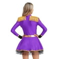 thumbnail image 5 of iiniim Women Circus Acrobat Costume Carnival Dance Sparkly Sequins Dress Purple L, 5 of 6