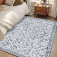 thumbnail image 5 of Grey Flowers 3'x5' Washable Rug, Spring Floral Farmhouse Retro Art Non-Slip Area Rugs for Entryway Kitchen Classroom, StainResistant Dorm Throw Carpet, Low Pile Soft Indoor Floor Mat, 5 of 9
