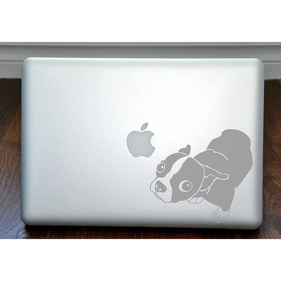 Molly the Boston Terrier Silver Decal for 13" Macbook