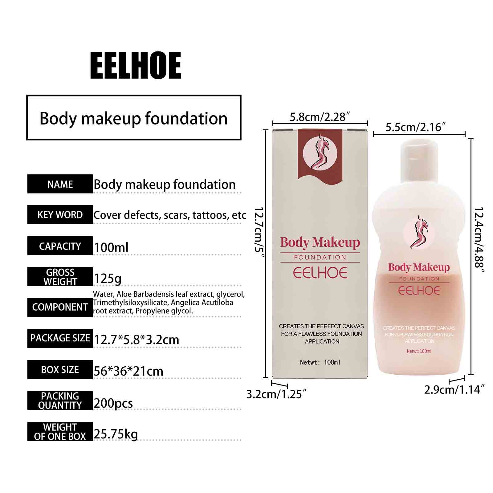 100ml Waterproof Leg And Body Makeup For Scars Bruises Stretch Marks Tattoo  Black Skin Foundation Liquid Concealer Body Lotion