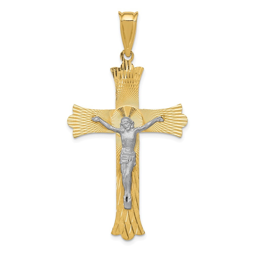 10k Two-Tone Polished Cross and Infinity Bracelet並行輸入品 Two-Tone Gold Diamond Cut Capital Potent High Polish Cross Pendant (JL#  P9581)
