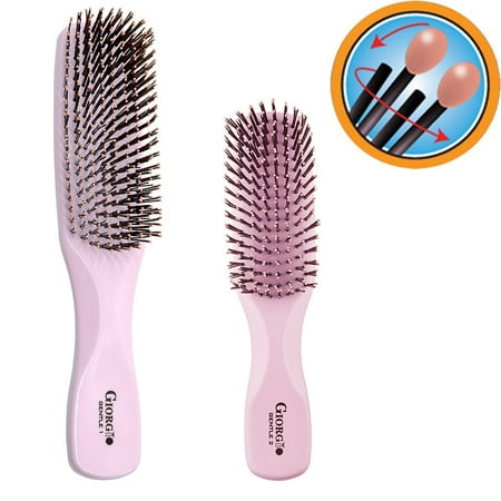 Giorgio GIO1-2P Pink Set Gentle Hair Brush Dresser & Travel Size. Wet & Dry Pro Hair Brush Detangler. Soft for Sensitive Scalp. Good For Men Women & Kids All hair lengths. (Best Chest Hair Length)