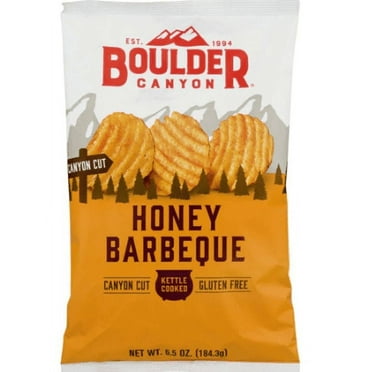 Boulder Canyon Kettle Cooked Potato Chips Canyon Cut Honey Barbeque 6.5 oz Pack of 4