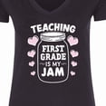 thumbnail image 4 of Inktastic Teaching 1st Grade is My Jam with Jar and Hearts Women's V-Neck T-Shirt, 4 of 5