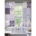 thumbnail image 2 of Spring Floral Sheer Curtains 72 Inch Length 2 Panels Set, Dark Purple Flowers Patchwork Grid Bohemia Voile Window Treatment Rod Pocket Curtains Sheers Drapes for Bedroom/Living Room/Kitchen 52"x72"x2, 2 of 7