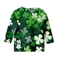 thumbnail image 4 of PMVFHDE T-Shirts Graphiques pour Filles Manches Courtes Hauts pour Filles T-Shirts Graphiques pour Filles Col Rond Polyvalent Manches 3/4 Vert, 4-5 Ans, 4 of 5