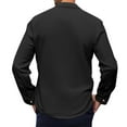 thumbnail image 4 of WTOBBY Men's Cotton Linen Blend Turn-Down Collar Button-Down Shirt Long Sleeve Solid Casual Business Relaxed Fit Double Pocket Breathable Summer Top,Black L, 4 of 6