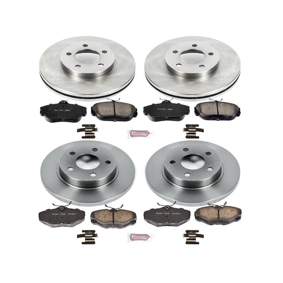 Front and Rear Brake Pad and Rotor Kit - Compatible with 1993 - 1994 Lincoln Continental