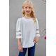 thumbnail image 4 of ABPHQTO Blusa blanca con panel de malla y mangas acampanadas 3/4 para mujer, 4 of 5