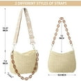 thumbnail image 4 of Gocvo Beach Straw Bags for Women, Summer Chic Woven Bag Classic Womens Straw Handbags Straw Crossbody Bag  with Chain (Beige), 4 of 6