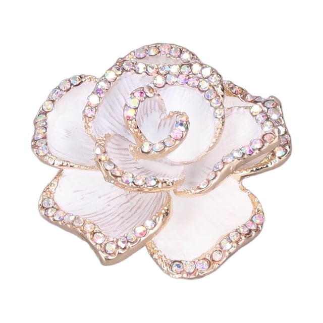 Broche de diamantes de imitación, broche con forma de camelia, decoración de ropa, broche de flores, solución innovadora