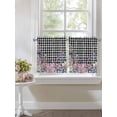 thumbnail image 4 of Spring Floral 2 Panel Kitchen Curtains for Small Windows, Black White Checkered Farmhouse Butterfly Bathroom Tier Curtain, Short Window Treatment for Bedroom/Living Room 55"x24", 4 of 6