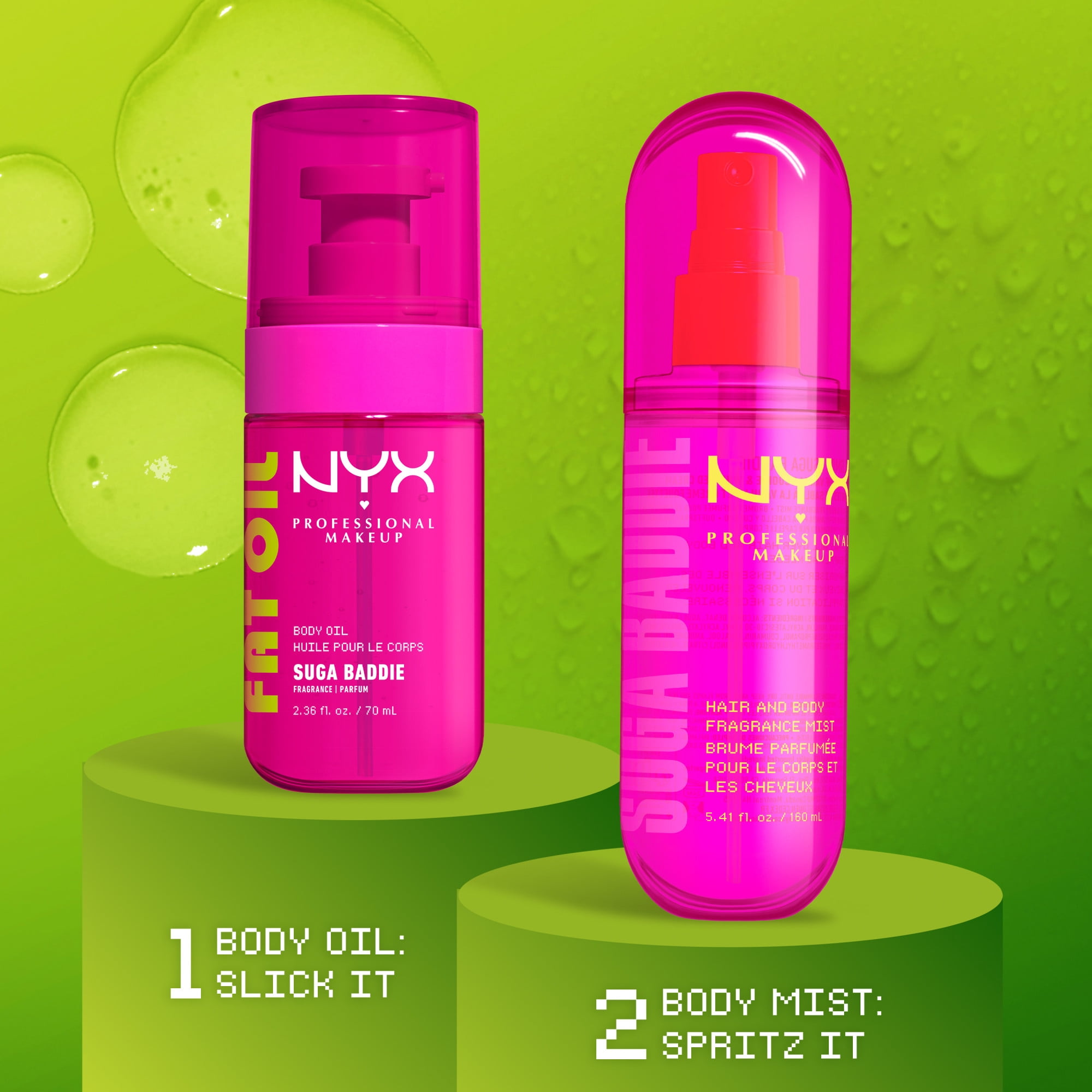 NYX Professional Makeup Hair & Body Mist, Suga Baddie, Long Lasting Scent, 80 ml