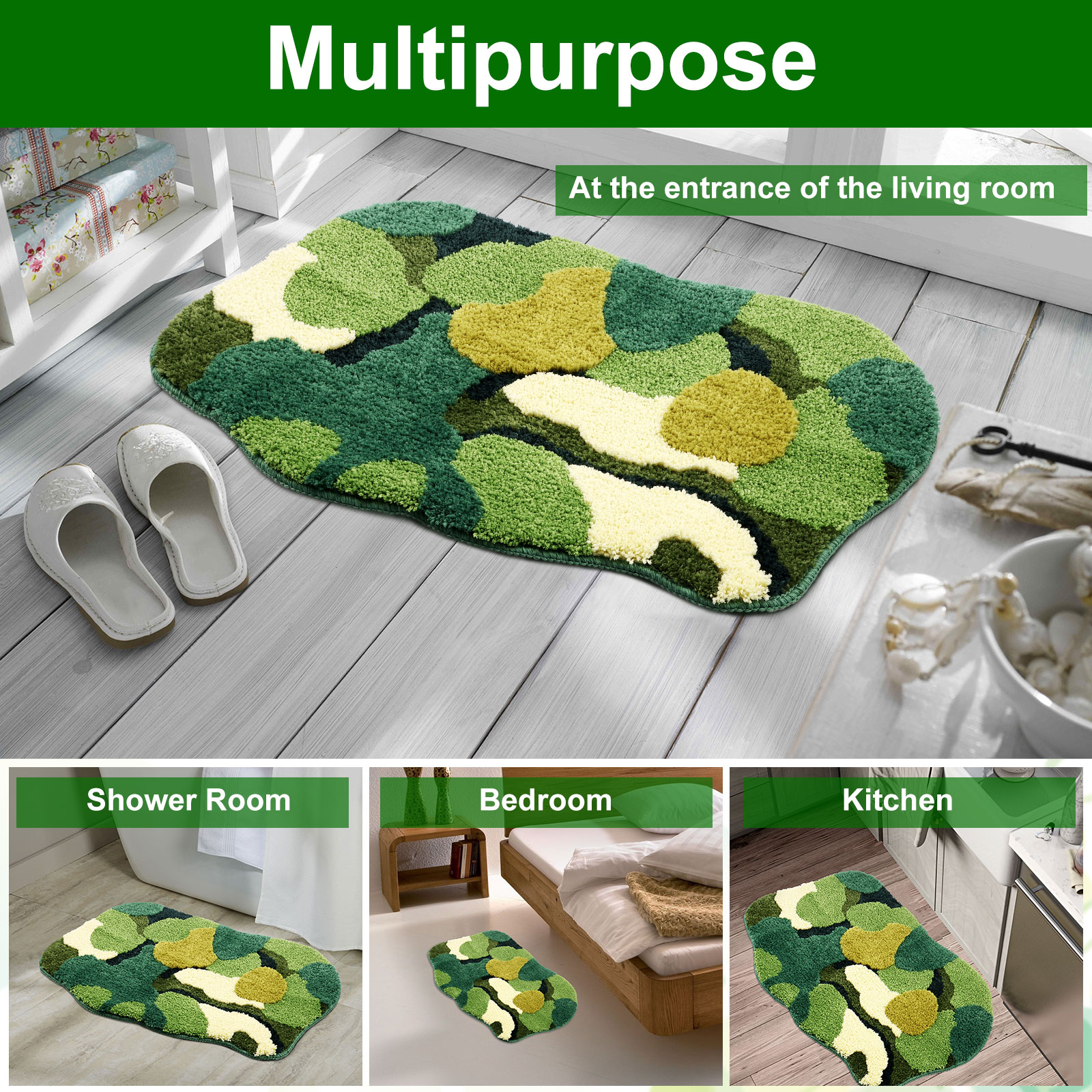 Hastings Home Bathroom Mats 60-in x 24.25-in Green Microfiber Memory Foam  Bath Mat in the Bathroom Rugs & Mats department at