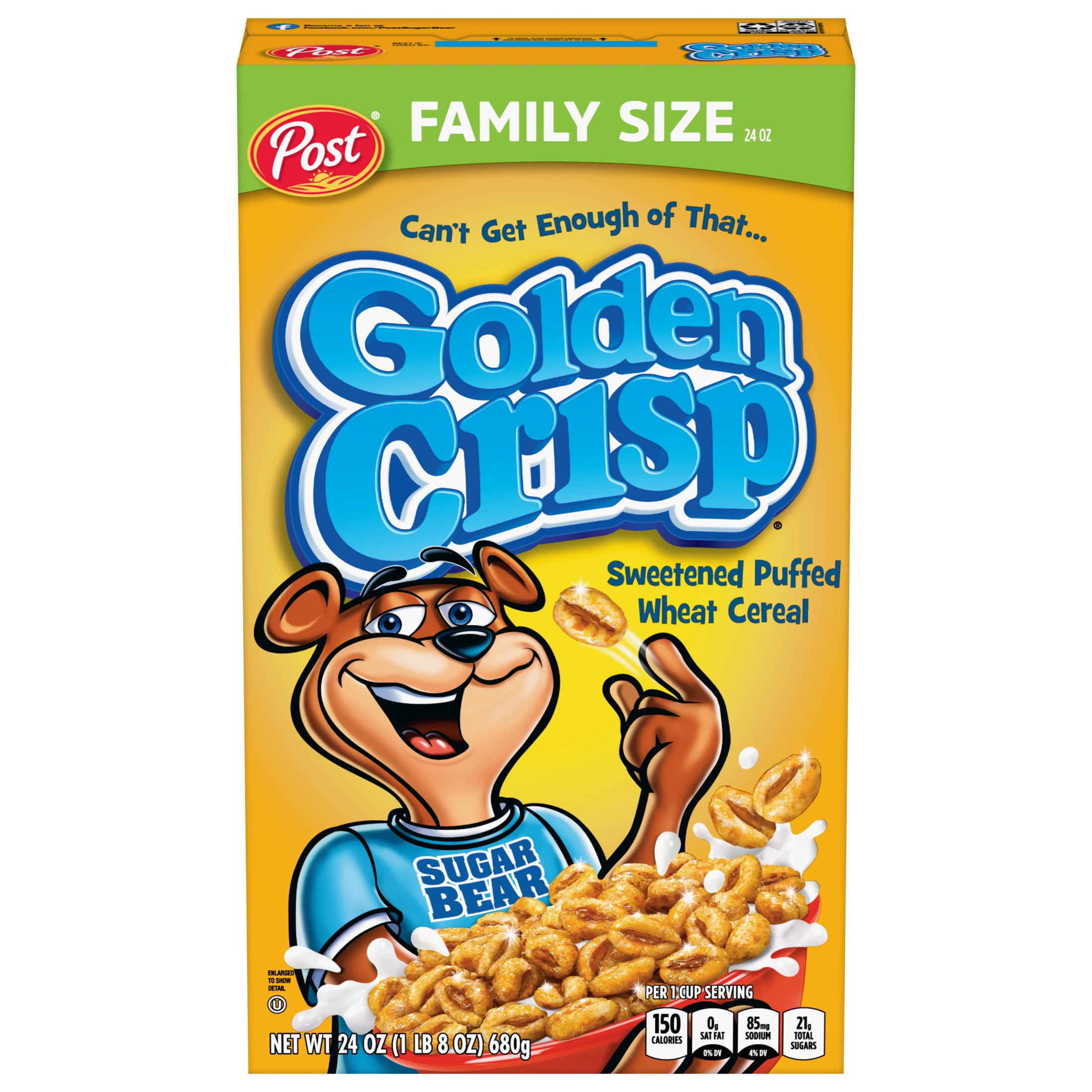 (4 pack) Golden Crisp Puffed Wheat Cereal, Breakfast cereal, Crunchy 24 oz Box