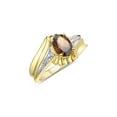 thumbnail image 3 of RYLOS Rings for Women 14K Gold Plated Silver Swirl Z Ring 7X5MM Oval Gemstone &  Diamond Rings June Smoky Quartz Jewelry Size 8, 3 of 7
