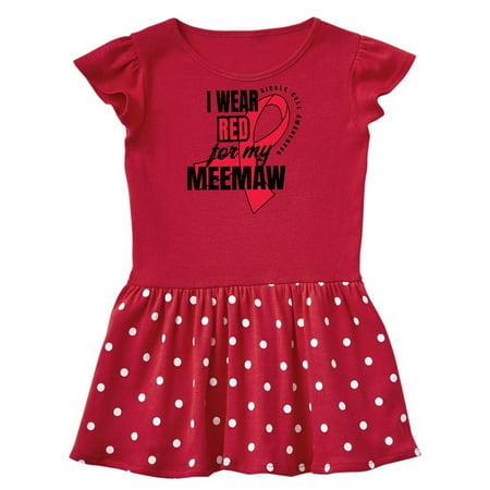 

Inktastic Sickle Cell Awareness I Wear Red For My Meemaw Gift Toddler Girl Dress