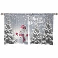 thumbnail image 2 of Grey Christmas Sheer Curtains 54 Inches Long, Snowman Gray Winter Snowflake Xmas Tree Light Filtering Window Curtains for Living Room, Rod Pocket Voile Sheer Curtain Drapes, 52"Wx54"L, 2 Panels, 2 of 9