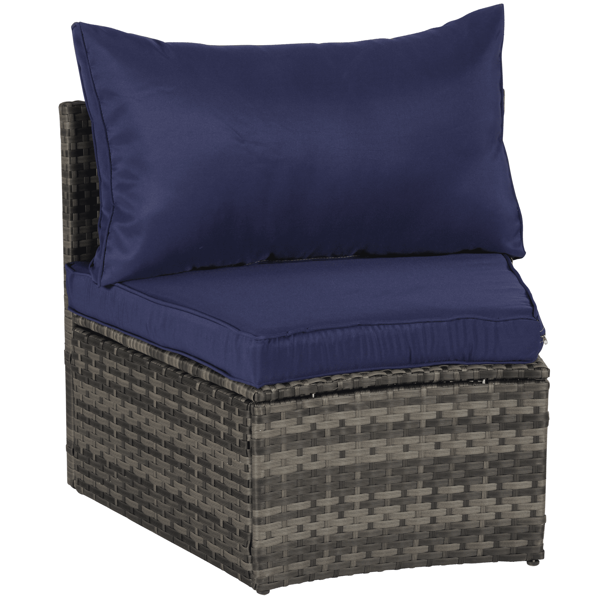7-Piece Outdoor Patio Furniture Half-Moon Sectional Round Patio Furniture Set Sofa with Tempered Glass Round Coffee Table (Dark Blue)