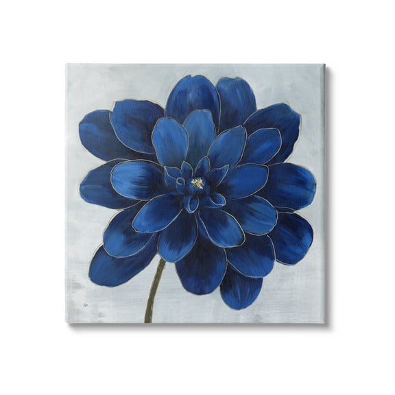 Stupell Industries Modern Deep Blue Floral Carnation Flower Petal Outline, 24 x 24, Design by Nan