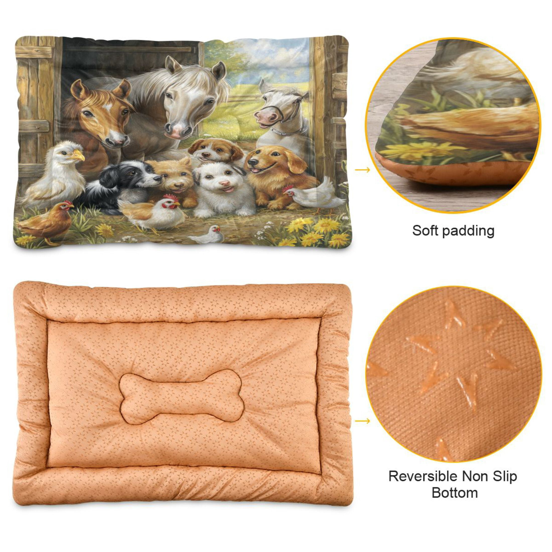 Qxltty Farm Animals Ped Pad Wear-resistant and Hard to Bite Through Sleeping Pad for Small Medium Large Dogs Winter Pet Bed 36×24in