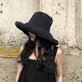thumbnail image 1 of Sombrero de pescador de ala grande para mujer, sombrilla de verano para exteriores, sombrero de protección solar, sombrero de sol plegable que combina con todo de estilo coreano, gorro de lavabo rojo, 1 of 5