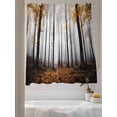 thumbnail image 3 of Thanksgiving Sheer Curtains 63 inches Long, Fall Retro Yellow Maple Leaf Tree Forest Light Filtering Sheer Window Curtains Rod Pocket Voile Drapes for Bedroom Living Room, 52"W x 63"L 2 Panels, 3 of 7